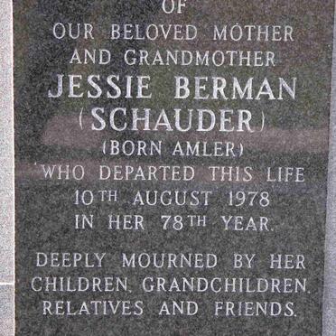 BERMAN Jessie formerly SCHAUDER nee AMLER -1978