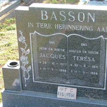 BASSON Therésa 1971-1988 :: BASSON Jacques 1977-1988 