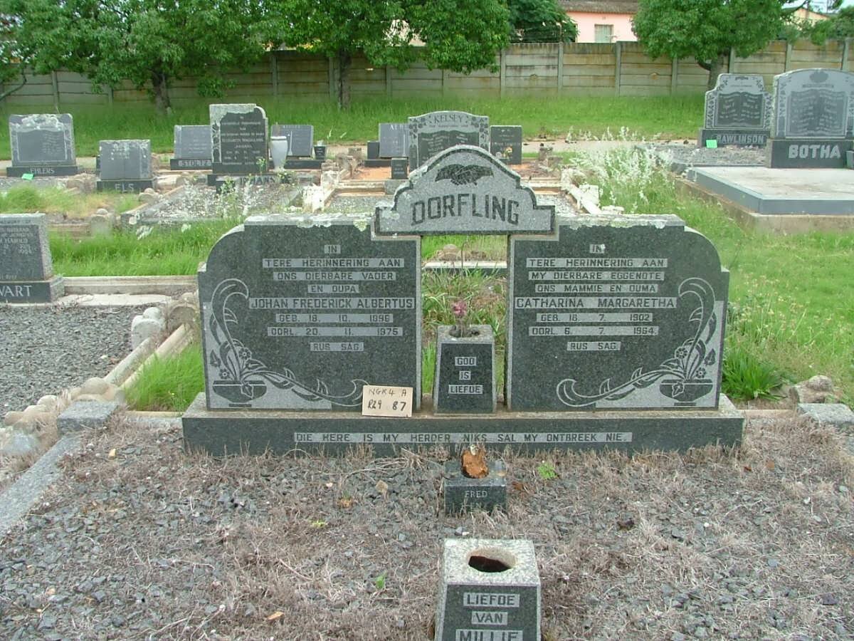 DORFLING Johan Frederick Albertus 1896-1975 &amp; Catharina Margaretha 1902-1964