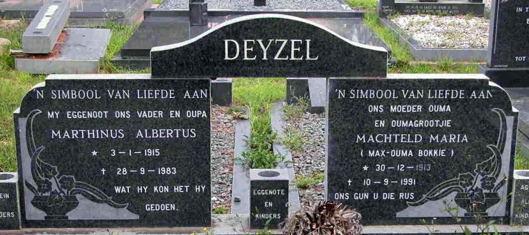 DEYZEL Marthinus Albertus 1915-1983 &amp; Machteld Maria 1913-1991