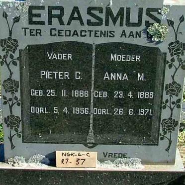 ERASMUS Pieter G. 1886-1956 &amp; Anna M. 1888-1971