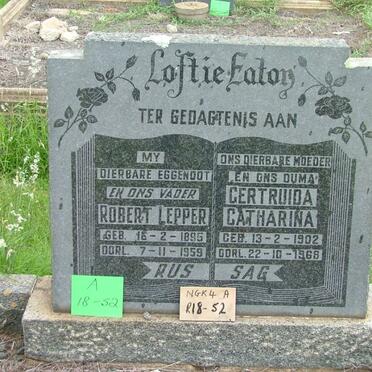 EATON Robert Lepper, Loftie 1895-1959 &amp; Gertruida Catharina 1902-1968
