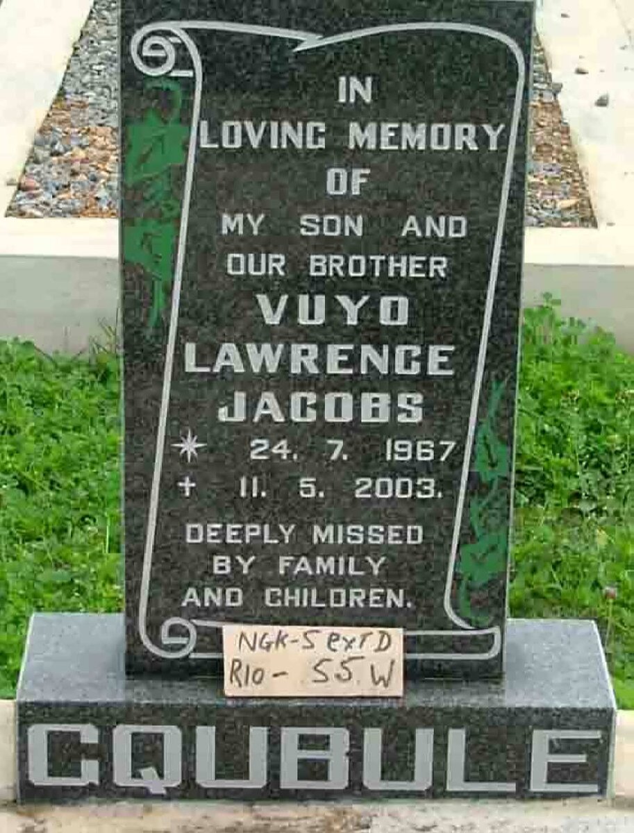 GQUBULE Vuyo Lawrence Jacobs 1967-2003