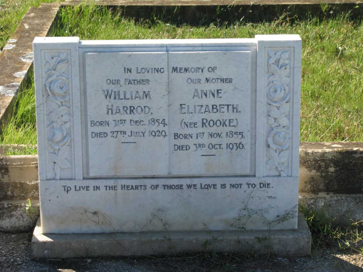 HARROD William 1854-1929 &amp; Anne Elizabeth ROOKE 1855-1936