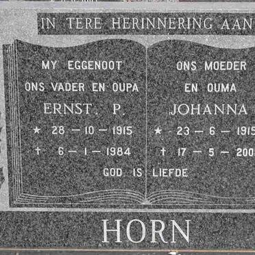 HORN Ernst P. 1915-1984 &amp; Johanna 1915-2001
