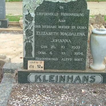 KLEINHANS Elizabeth Magdalena 1903-1964