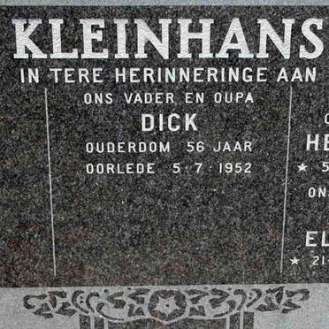 KLEINHANS Dick -1952 :: KLEINHANS Hendrick 1920-1981 &amp; Maria Elizabeth 1924- 