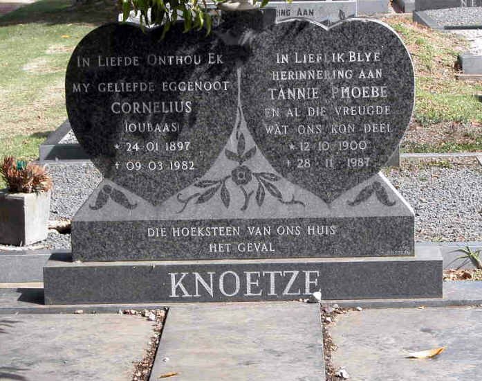 KNOETZE Cornelius 1897-1982 &amp; Phoebe 1900-1987