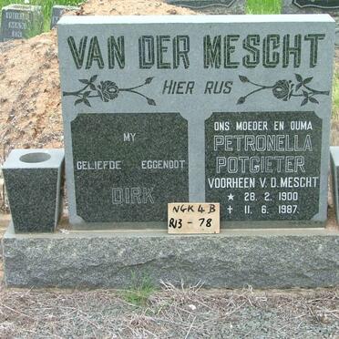 MESCHT Dirk, van der &amp; Petronella POTGIETER previously V.D. MESCHT 1900-1987
