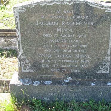 MINNE Jacobus Rademeyer -1953 &amp; Anna Louisa 1885-1962 :: MINNE John Godfrey -19?8