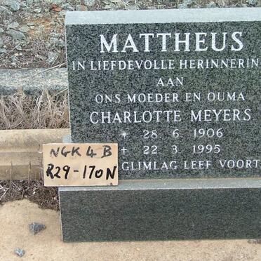 MATTHEUS Charlotte Meyers 1906-1995