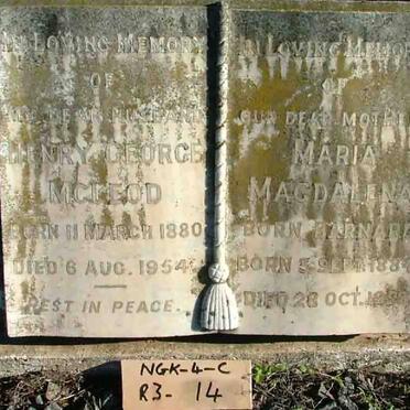 MCLEOD Henry George 1880-1954 &amp; Maria Magdalena BARNARD 1884-195?