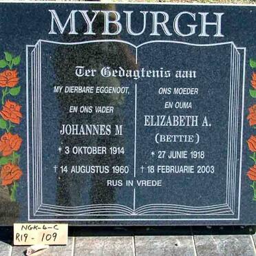 MYBURGH Johannes M. 1914-1960 &amp; Elizabeth A. 1918-2003