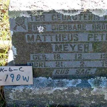 MEYER Mattheus Petrus 1910-1965