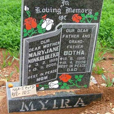 MYLRA Botha 1915-2006 &amp; Maryjane Nonkululeko 1925-2002