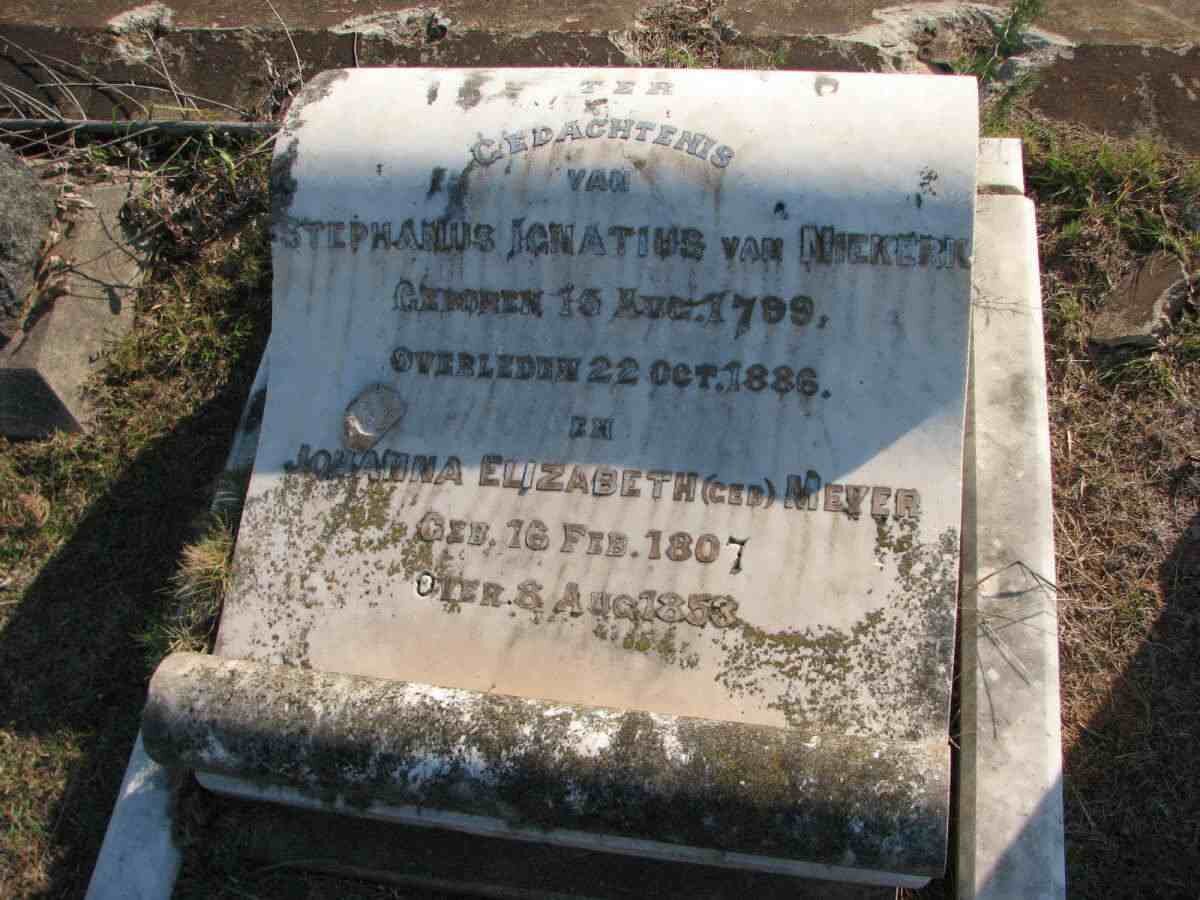 NIEKERK Stephanus Ignatius, van 1799-1886 &amp; Anna Elizabeth MEYER 1807-1853