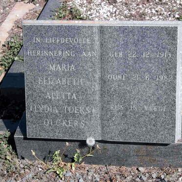 OLCKERS Maria Elizabeth Aletta 1913-1982