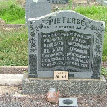 PIETERSE Philippus Lodewyk 1903-1962 &amp; Charlotta Elsie E. 1916-1988