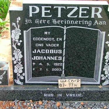 PETZER Jacobus Johannes 1922-2003