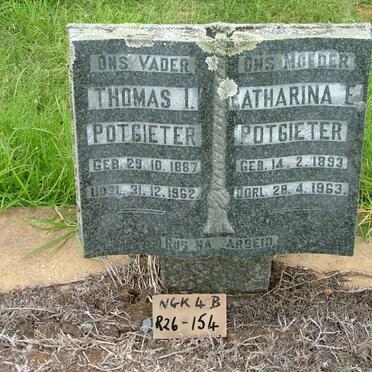POTGIETER Thomas I. 1887-1962 &amp; Catharina E. 1893-1963
