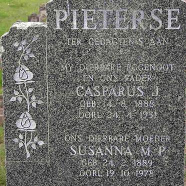 PIETERSE Casparus J. 1888-1951 &amp; Susanna M.P. 1889-1978
