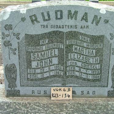 RUDMAN Samuel John 1906-1962 &amp; Martha Elizabeth GRIESEL 1893-1968