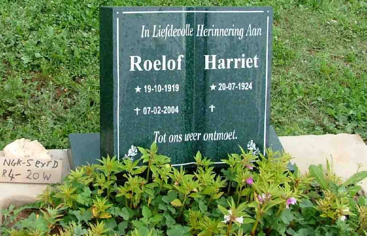 RENSBURG Roelof, van 1919-2004 &amp; Harriet 1924-
