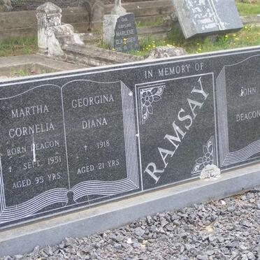 RAMSAY Martha Cornelia nee DEACON -1951 :: RAMSAY John Deacon 1900-1976 :: RAMSAY Georgina Diana -1918
