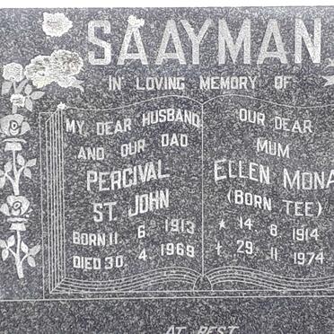 SAAYMAN Percival St. John 1913-1969 &amp; Ellen Mona TEE 1914-1974