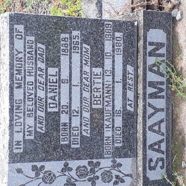 SAAYMAN Daniel 1888-1965 &amp; Bertie KAUFMANN 1889-1980