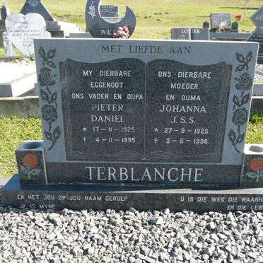 TERBLANCHE Pieter Daniel 1925-1995 &amp; Johanna J.S.S. 1925-1996