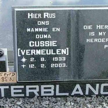 TERBLANCHE Gussie nee VERMEULEN 1933-2003