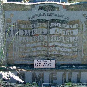 VERMEULEN Gabriel Jacobus 1902-1962 &amp; Aletha Petronella 1910-1990