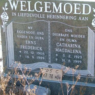 WELGEMOED Erns Frederick 1908-1989 &amp; Catharina Magdalena 1923-1999