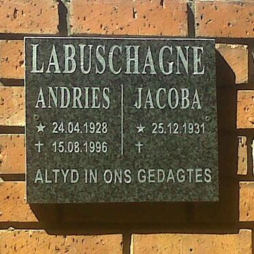 LABUSCHAGNE Andries 1928-1996 &amp; Jacoba 1931-