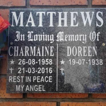 MATTHEWS Doreen 1938- :: MATTHEWS Charmaine 1958-2016