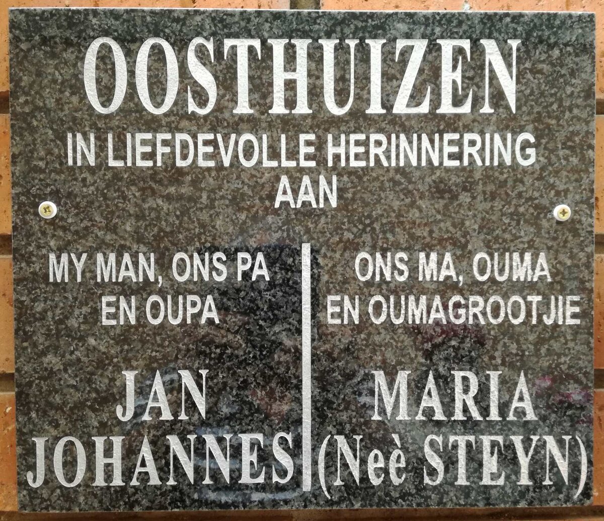 OOSTHUIZEN Jan Johannes &amp; Maria STEYN