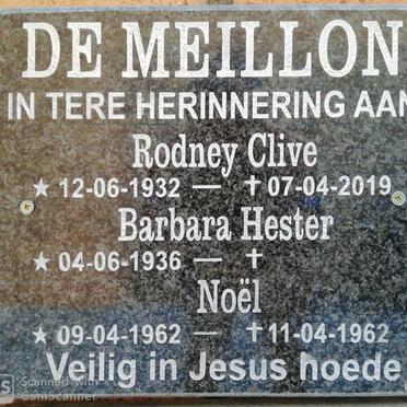MEILLON Rodney Clive, de 1932-2019 &amp; Barbara Hester 1936- :: MEILLON Noël, de 1962-1962