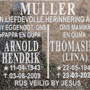 MULLER Arnold Hendrik 1943-2009 &amp; Thomasina 1945-2022