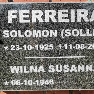 FERREIRA Solomon 1925-2011 &amp; Wilna Susanna 1946-