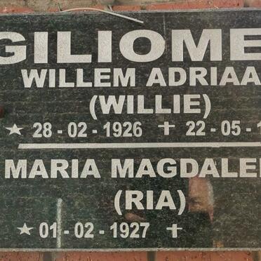 GILIOMEE Willem Adriaan 1926-1995 &amp; Maria Magdalena 1927-
