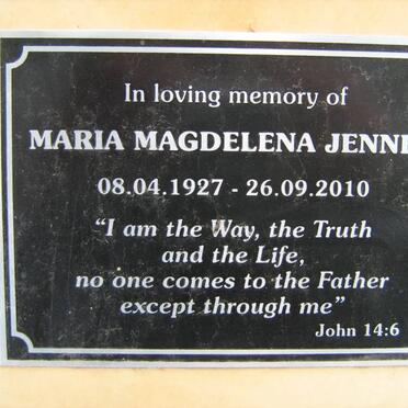 JENNER Maria Magdelena 1927-2010
