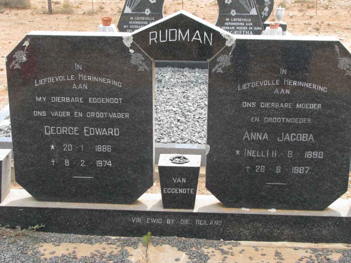 RUDMAN George Edward 1896-1974 &amp; Anna Jacoba NELL 1898-1987