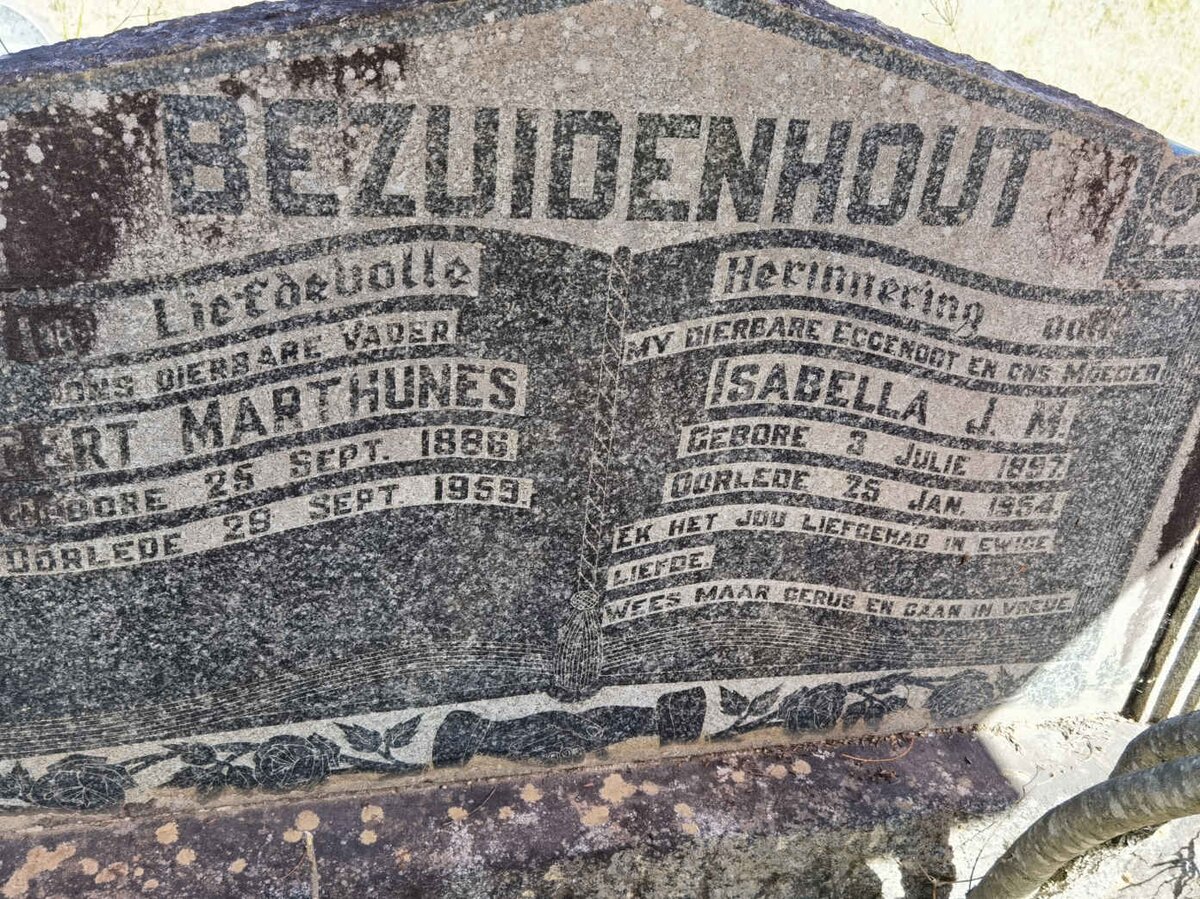 BEZUIDENHOUT Gert Marthunes 1886-1959 &amp; Isabella J.M. 1897-1954