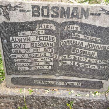 BOSMAN Alwyn Petrus Smit 1870-1950 &amp; Cornelia Johanna GOOSEN 1880-1943