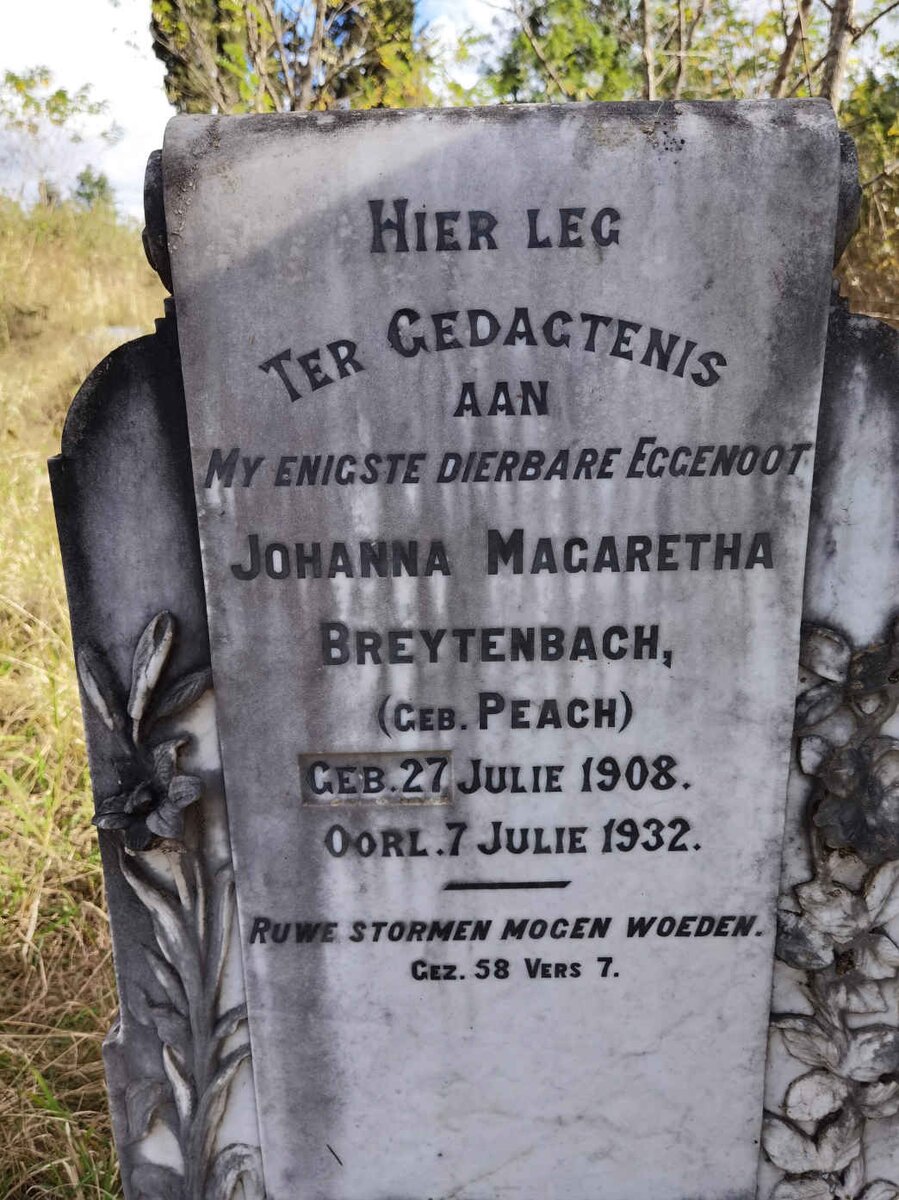 BREYTENBACH Johanna Margaretha nee PEACH 1908-1932