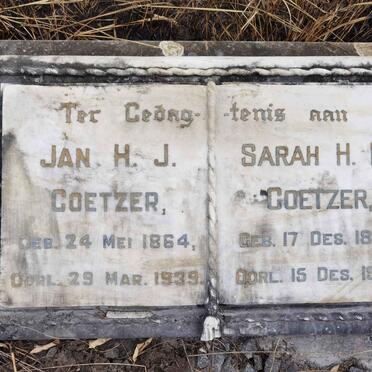 COETZER Jan H.J. 1864-1939 &amp; Sarah H.M. 1868-1946
