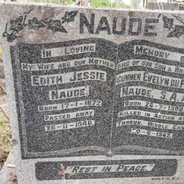 NAUDE Edith Jessie 1872-1940 :: NAUDE Evelyn du Preez 1908-1942