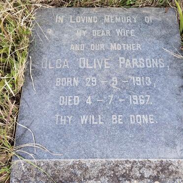 PARSONS Olga Olive 1913-1967