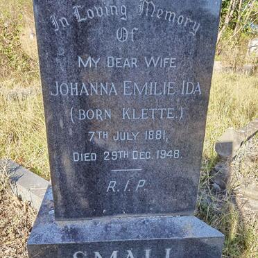 SMALL Johanna Emilie Ida nee KLETTE 1881-1948